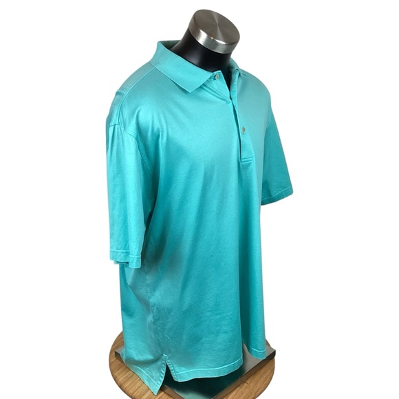 Peter Millar Polo Short Sleeve Cotton Shirt Turquoise - Picture 4 of 11